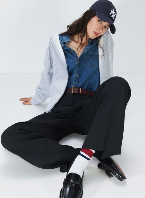 THE '80S COMFY DENIM SHIRT - Relaxed denim button-up shirt Effortless Pant, Tailored Coat, Orange Shirt, Dark Indigo, Navy And Brown, Twill Pants, Water Supply, Twill Fabric, Zip Sweater