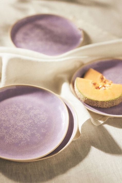 Discover the entire [Outdoor Dining & Dinnerware Collection](https://www.anthropologie.com/outdoor-entertainment). A glossy tint lends this melamine collection a crystal-like appearance — ideal for sweet summertime meals outdoors. | Dakota Melamine Side Plates, Set of 4 by Anthropologie in Purple, Size: S/4 dst pl Anthropologie Dinnerware, Summertime Meals, Anthropologie Plates, Bamboo Plates, Melamine Bowls, Melamine Dinner Plates, Anthropologie Home, Outdoor Entertainment, Sweet Summertime