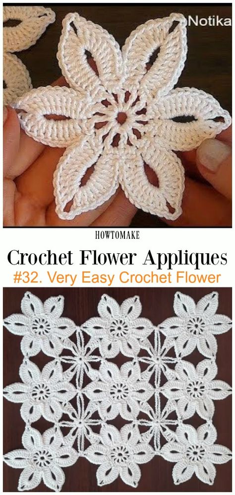 Very Easy Crochet Flower Free Crochet Pattern Video -Easy #Crochet #Flower Appliques Free Patterns Free Crochet Flower Patterns Easy, Easy Crochet Flower, Crochet Puff Flower, Beau Crochet, Projek Menjahit, Flowers Easy, Crochet Flowers Easy, Crochet Flowers Free Pattern, Crochet Geek