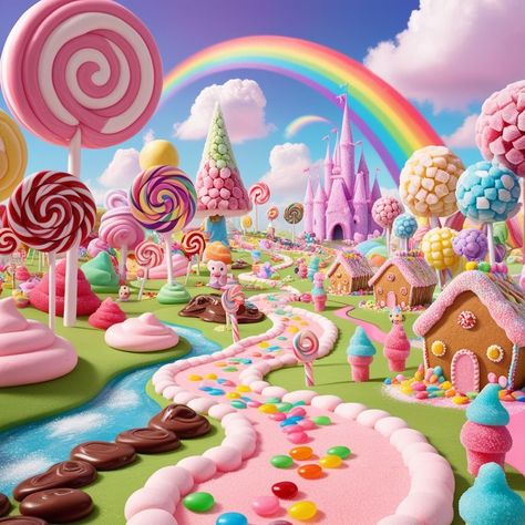 Candyland Sleepover Ideas, Candyland Tea Party, Candyland Theme Float, Candy Land Birthday Party Ideas Diy Decoration, Candyland Christmas Aesthetic, Candyland Background Landscape, Candyland Backdrop Ideas, Candyland Images, Lollipop Forest Candyland