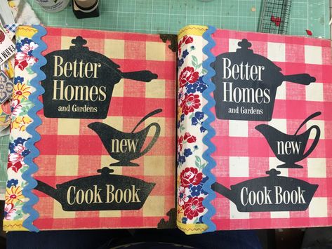 Old Book Journal Diy, Junk Journal From Old Book, Junk Journal Ideas Inspiration Old Books, How To Make A Junk Journal, Glue Books Ideas, Junk Decorating, Altered Cookbooks, Cookbook Junk Journal, Make Junk Journal