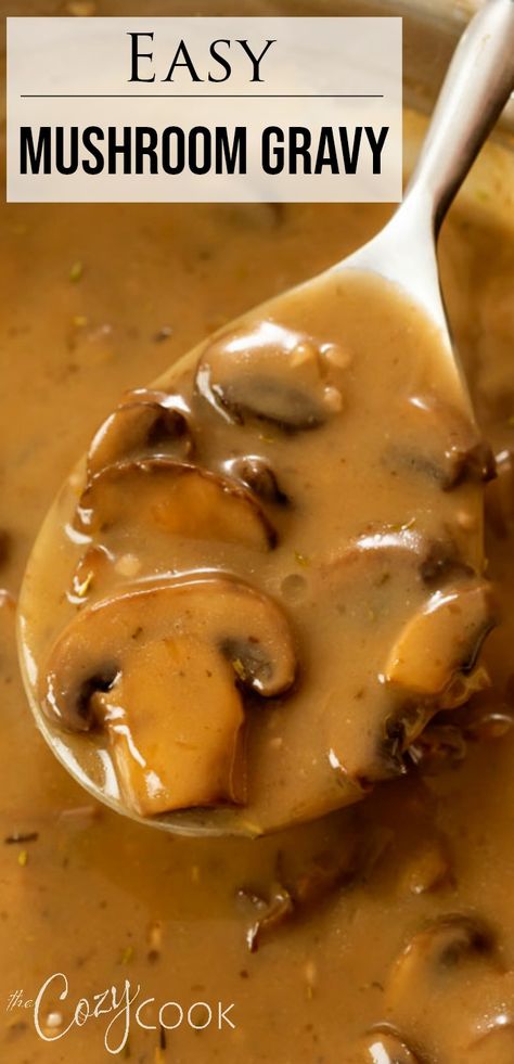 Mushroom And Gravy Recipes, Brown Mushroom Gravy Recipe Easy, Sauce For Pork Chops Creamy, Creamy Gravy Recipe, Pork Mushroom Gravy, How To Make Mushroom Gravy, Homemade Mushroom Sauce, Steak Gravy Recipe Easy, Mushroom Sauce Recipe Easy