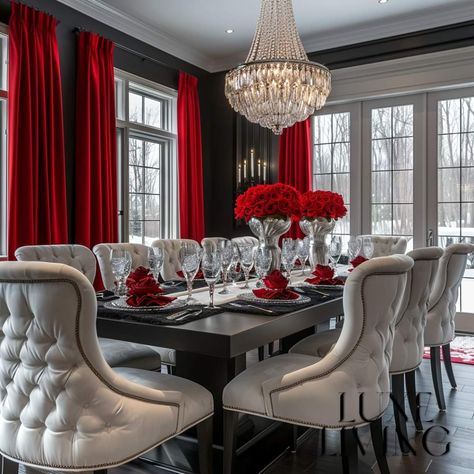 Red And Black Dining Room, Black Dining, Black Dining Room, Atlanta Georgia, Atlanta Ga, Dining Room Decor, Home Decor Inspiration, Red And Black, Decor Inspiration