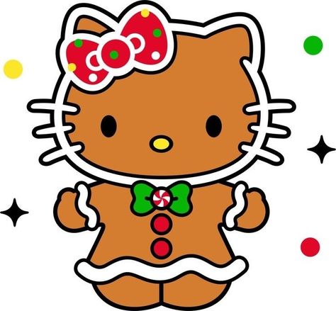 Cute Hello Kitty Art, Holiday Hello Kitty, Hello Kitty Halloween Svg, Gingerbread Hello Kitty, Christmas Toppers Printable, Bouquet Toppers, Hello Kitty Navidad, Christmas Png Images, Cute Christmas Cartoon