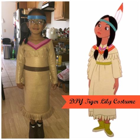 Adventures in DIY: DIY Peter Pan Group Costumes: Tiger Lily (Part 2) Disney Brunch, Tiger Lily Costume, Tiger Lily Peter Pan, Lily Costume, Maleficent Costume Kids, Peter Pan Jewelry, Peter Pan Costume Kids, Peter Pan Cosplay, Peter Pan Costumes