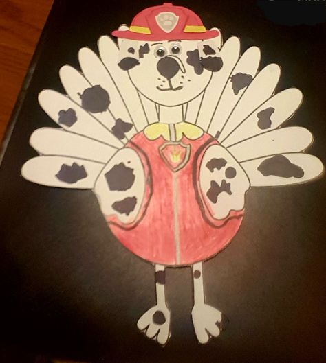 Disguise a turkey Marshall from Paw Patrol Marshall Turkey Disguise, Disguise A Turkey Paw Patrol, Paw Patrol Turkey Disguise, Hidden Turkey, Disguise A Turkey Ideas Kids, Daycare Thanksgiving, Disguised Turkey, Turkey Disguises, Turkey Disguised