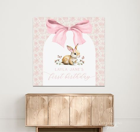 Link Edit, Some Bunny Is One, 1st Birthday Banner, Mobile Editing, Floral Toile, 1st Birthday Banners, Bunny Birthday, Easter Birthday, Birthday Template