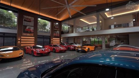 Car Garage Ideas, Luxurious Garage, Garage Design Interior, Luxury Car Garage, Garage Guest House, Underground Garage, Garage Loft, Garage Exterior, Ultimate Garage