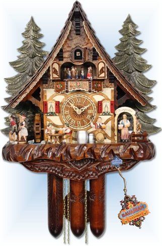 cuckoo clocks | Chalet style | Adolf Herr | 935/1 8tmt |  Willy The Brewmeister | 19''H | front view Cucu Clock, Coocoo Clock, Coo Coo Clock, German Festival, Forest Clock, Cuckoo Clocks, The Black Forest, Diy Wall Clock, Mechanical Clock