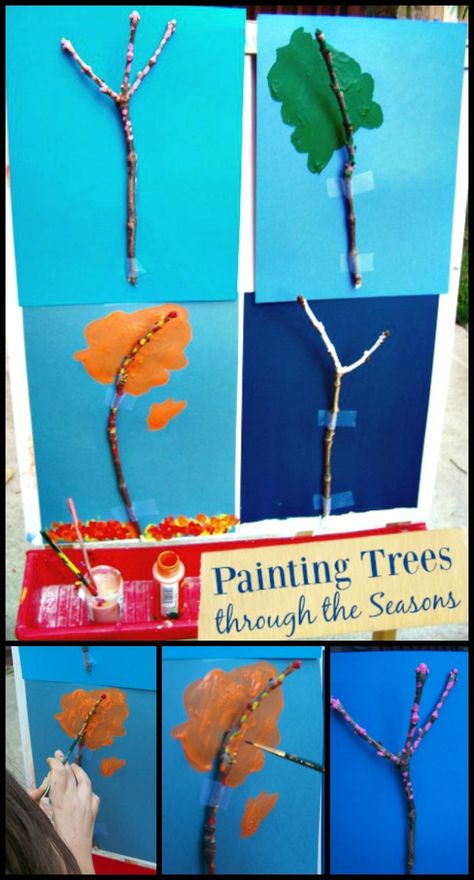 Tree Week Activities, What Grows On Trees Preschool, Trees Kindergarten Activities, Nature Art Kindergarten, Preschool Tree Art, Nature Unit Study, Seasons Preschool, Steam Activity, Steam Art