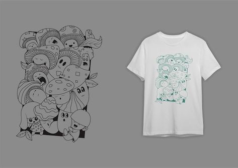 Mushroom outline t shirt design Premium ... | Premium Vector #Freepik #vector #design #t-shirt #cute #art Short Sleeve Mushroom Print T-shirt For Streetwear, Cotton Graphic Tee With Mushroom Design, Streetwear Mushroom Print Short Sleeve T-shirt, Casual Summer T-shirt With Mushroom Design, White Cotton T-shirt With Mushroom Design, Mother's Day Greeting Cards, Doodle Illustration, Mothers Day Quotes, Tee Shirt Designs