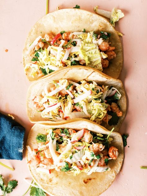 Shrimp And Lobster Tacos, Boyfriend Meals, Citrus Slaw, Cilantro Lime Shrimp Tacos, Taco Ideas, Spicy Slaw, Spicy Coleslaw, Cauliflower Burger, Lobster Tacos