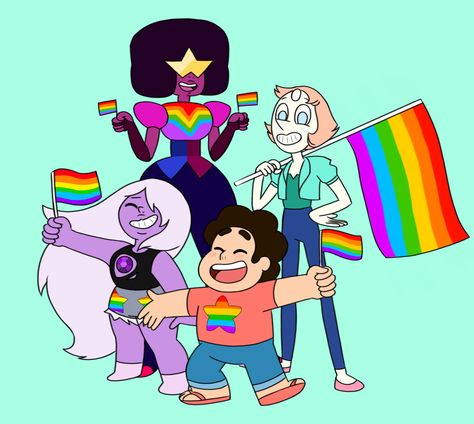 #Pride2019Month Steven Universe Pride, Amethyst And Steven, Steven Universe Quotes, Steven Universe Garnet, Su Comics, Rainbow Flags, Top Rated Movies, Steven Universe Movie, Steven Universe Drawing