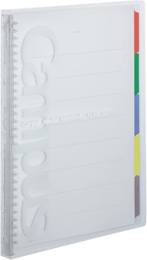 Amazon.com : Kokuyo Campus Slide Binder with 5 Tab Dividers, Slim Type, A4, 30 Holes, Up to 65 Sheets, Transparent, Japan Import (RU-P173NT) : Office Products Kokuyo Campus Binder, Campus Binder, Tab Dividers, Office Products, Divider, Japan