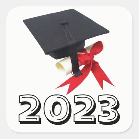 Class of 2023 White Square Sticker by Janz Back to School Stickers - 2023, back to school, spring break, high school college university, art technical trade private, graduation day commencement party, janz, occasions event gatherings, holidays celebrations birthdays events, say it with love Back To School Stickers, Custom Graduation Gift, Class Of 2023, School Stickers, White Caps, Class Of 2024, College University, Graduation Day, White Square