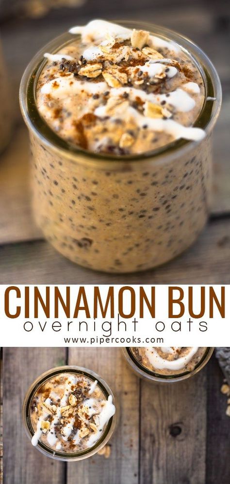 Cinnamon Bun Overnight Oats, Overnight Oats Recipe Breakfast, Best Overnight Oats Recipe, Healthy Overnight Oats, Breakfast Oats Overnight, Overnight Oatmeal Recipes, Oat Recipes Healthy, Overnight Breakfast, Overnight Oats Recipe Healthy