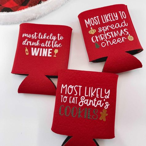 Christmas Cheers, anyone? These can coolers are perfect as a Secret Santa gift or even for your annual Christmas Party! You can use them as a party favors or keep them for yourself. These high quality foam can coolers are printed with permanent ink to last for many years to come! Available in two sizes: - Regular (4"W x 5.25"H): Fits regular 12oz cans such as soda, beer, etc - Slim (3.25"W x 5.75"H): Fits slim 12oz cans such as hard seltzer, energy drinks, etc. This is for a single can cooler. Y Can Coozie Ideas Gifts, Christmas Koozies, Koozies Diy, Annual Christmas Party, Circuit Crafts, Affordable Christmas Gifts, Work Christmas Party, Santa Cookies, Hard Seltzer