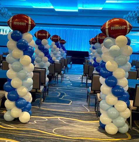 Balloon Columns | Just Balloon Designs | Tampa, FL Football Balloon Goal Post, Balloon Columns Ideas Football, Football Theme Balloon Decor, Prom Balloon Columns, Football Homecoming Balloon Arch, Small Party Venues, Halloween Balloons, Vertical Design, Senior Night