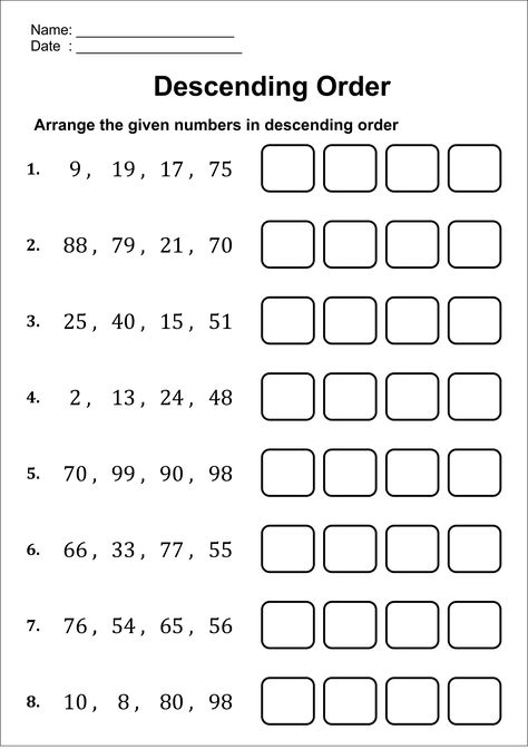 Class Ukg Math Worksheet, Ascending And Descending Order Worksheet Grade 1, 2nd Class Maths Worksheet, Ascending Order Worksheet, Descending Order Worksheet, Math Worksheets 2nd Grade, Easy Math Worksheets, Worksheets 2nd Grade, Kindergarten Math Worksheets Addition