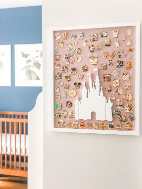 Disney Playroom, Pin Collection Displays, Disney Pin Display, Casa Disney, Deco Disney, Disney Bedrooms, Disney Room Decor, Disney Pin Collections, Celebrating 100 Years