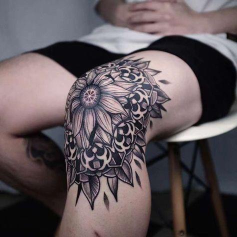 Let Tattoos Men, Clock Knee Tattoo, Tato Leg Men, Tatoos Leg Men, Knee Men Tattoo, Tattoo Knee Men, Man Leg Tattoo, Mandela Tattoo Men, Knee Mandala Tattoos