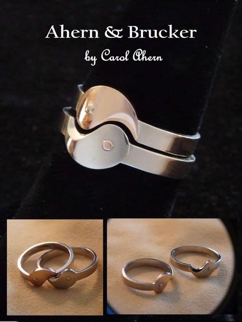 Yin Yang wedding ring set |  couple tattoo design chest Yin Yang Ring Couple, Ying Yang Rings Couple, Yin Yang Wedding, Wolf Rings, Bff Rings, Couple Ring Design, Wedding Ring Tattoo, Tattoo Wedding Rings, Couples Tattoo Designs