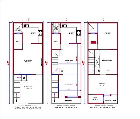 15 X 40 House Plans, West Facing House, North Facing House, Duplex Floor Plans, Home Design Interior, Small House Floor Plans, Duplex House Plans, House Plan Gallery, Small House Plan