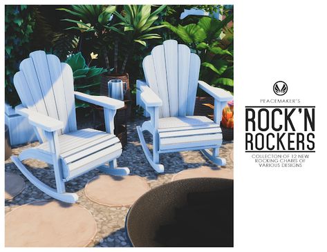 Simsational Designs: Rock’n Rockers - A Collection of 12 Rocking Chairs Outdoor Rocking Chairs, Island Living, Rocking Chairs, Sims 4 Build, My Cup Of Tea, Color Filter, Sims 4 Houses, Sims 4 Cc Finds, The Sims4