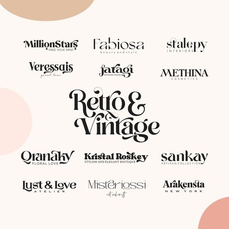 Boutique Fonts Designs, Lashes Design Logo, Vintage Logo Inspiration, Fashion Fonts Logo, Fonts Groovy, Vintage Branding Design, 80s Fonts, Beauty Brand Logo, Boho Graphics