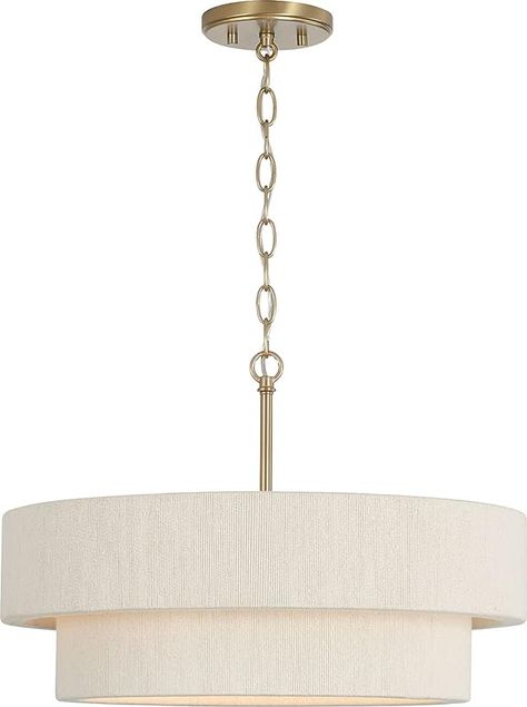 Capital Lighting 349841MA Delaney Modern Hand-Wrapped Rope Drum Pendant Ceiling Light Fixture, 4-Light 240 Total Watts, 13" H x 20" W, Matte Brass Wrapped Rope, Capital Lighting Fixture, Drum Light, Rope Wrapped, Capital Lighting, Ceiling Light Fixture, Drum Pendant, Pendant Ceiling Light, Candelabra Bulbs