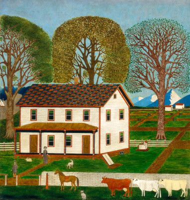 Farmhouse in Mahantango Valley Naïve Artist, Primitive Painting, American Painting, National Gallery Of Art, Art Masters, Naive Art, Folk Art Painting, Farm Yard, Vintage Painting