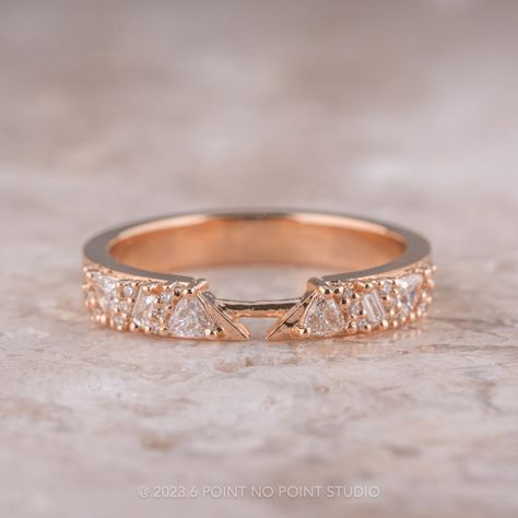 Diamond Wedding Cuff, Stardust Setting, 14K Rose Gold Bypass Wedding Band, Ring Pairings, Art Nouveau Wedding Band, Engagement Ring Stone, Magical Ring, Open Wedding Band, Engagement Ring Pictures, Art Nouveau Weddings, Trillion Diamonds