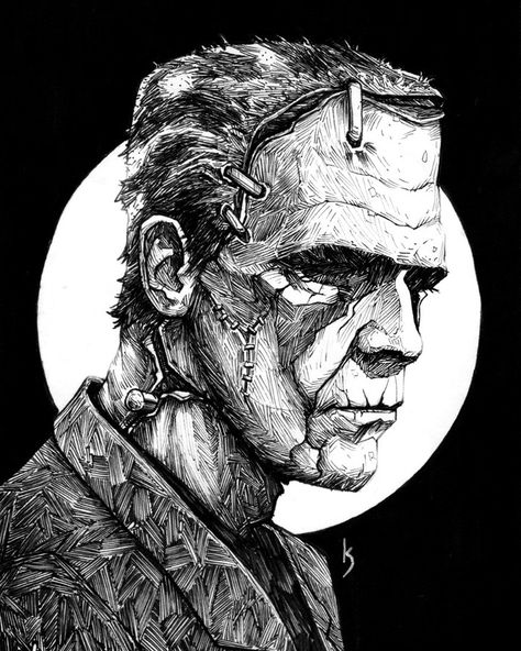 kirk shannon on Instagram: “Inktober Day 31 - Frankenstein's Monster. Whew, another year of Inktober done and done. This was my 7th year doing it and as usually I…” Frankenstein Illustration, Frankenstein Art, Batman Drawing, Micron Pen, Monster Drawing, Thanks For The Support, Monster Illustration, Halloween Artwork, Frankenstein's Monster