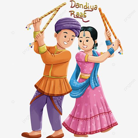 Dandiya Illustration, Dandiya Drawing, Navratri Painting, Dandiya Dance, Dance Clipart, Dandiya Raas, Dance Illustration, School Post, Dancing Clipart