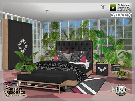 The Sims Resource - Mixen bedroom Light Rugs, Sims 4 Beds, Cushions Bed, Living Room Candles, Bedroom End Tables, Mod Furniture, Bedroom Blanket, Sims 4 Bedroom, Diy Home Bar