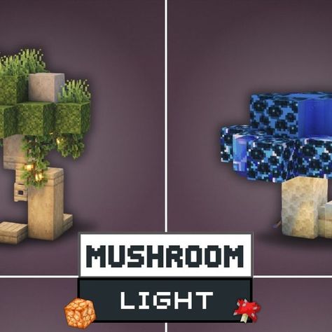 Graysun | Minecraft Builds on Instagram: "🍄Mushroom Lanterns- Minecraft 👉 Comment "Download" for my Patreon Link  Instead of using Lantern designs or hidden light sources under carpets to spawnproof you village/town. Use these fun Mushroom design to lightup your beloved project !  These shrooms are part of the Village Pack of the SporeWood Forest on Patreon.  If you want to Watch the progress of the village, catch my Twitch streams ! -> GraySun8151  ---------------------------------------------------------------- 🔹️Shaders and Resources pack used  Complementary (Shader) Better leaves - Jermsyboi (resources pack)  #minecraft #minecraftbuilds #minecraftbuild" Minecraft Lantern Designs, Mushroom Lanterns, Minecraft Lore, Minecraft Lantern, Minecraft Mushroom, Minecraft Cottagecore, Hidden Light, Lantern Designs, Mushroom Lights