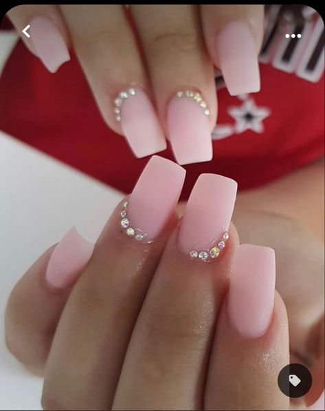 Matte Nails Ombre, Pink Nails Square, Summer Pink Nails, Nails Squoval, Pink Nail Art Designs, Matte Nail Art, Glitter Nails Acrylic, Squoval Nails, Pink Nail Art