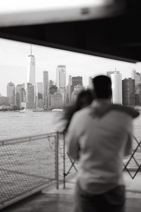 New York City Engagement Shoot, Ferry Engagement Photos, Ferry Photoshoot, Nyc Ferry, Nyc Projects, 2024 Energy, Nyc Couple, Cinematic Photos, Engagement Photos Nyc