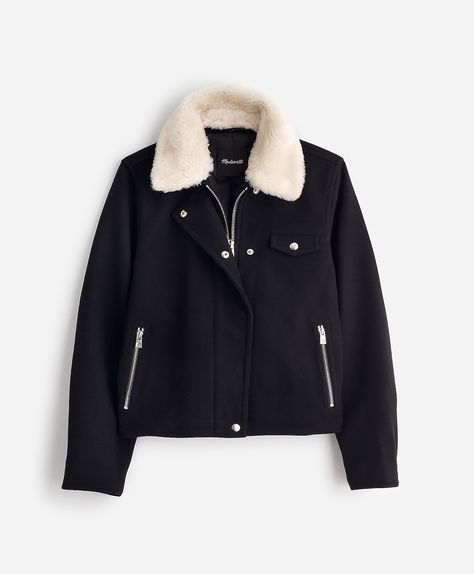 Sherpa-Collar Asymmetric Zip-Front Jacket | Madewell Madewell Jacket, Seasons Change, Easy Style, Sherpa Jacket, Changing Seasons, The Seasons, Style Guide, Simple Style, Style Guides