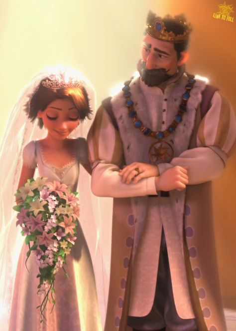 Rapunzel on her wedding day with her father. Getting married to Jack. Disney Quizzes, Rapunzel And Eugene, Flynn Rider, Princess Rapunzel, Tangled Rapunzel, Disney Rapunzel, Princesa Disney, Disney Tangled, Pinturas Disney