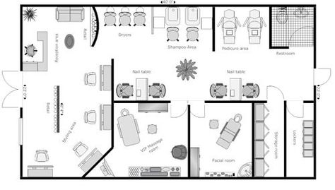 Spa Layout Design, Spa Layout, Spa Design Interior, Spa Room Ideas, Hair Salon Equipment, Spa Interior Design, Hair Salon Design, Hair Salon Interior, Hair Salon Decor