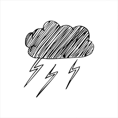 How To Draw A Thunderstorm, Bad Weather Drawing, Rain Cloud Doodle, Rainstorm Drawing, Thunderstorm Illustration, Rain Doodle, Rain Sketch, Rain Drawing, Black Lace Tattoo