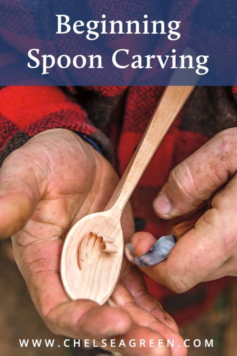 "Another new skill I developed on the farm has given me options on a far greater scale, eventually becoming the biggest part of my professional identity, what I do with most of my time, and what I am known for around the world. I am talking, oddly enough, about spoon carving. Spoon carving is one of those strange activities that seems so niche that you couldn’t possibly make any money doing it." —Emmet Van Drieche, Carving Out a Living on the Land  #DIY #spoon #carving #stayhome #woodcarving Spoon Whittling, Kids Woodworking, Carving Spoons, Spoons Diy, Whittling Ideas, Wreath Making Tutorials, Wooden Spoon Carving, Wood Butter, Outdoor Skills