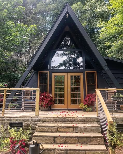 From lakeside cabins to ski chalets, we've rounded up a few of our favorite A-frame homes that will give you major house envy. A Frame House Interior, A Frame Cabins, Lakeside Cabin, A Frame House Plans, Frame Cabin, Cabin Exterior, Inspire Me Home Decor, A Frame Cabin, A Frame House