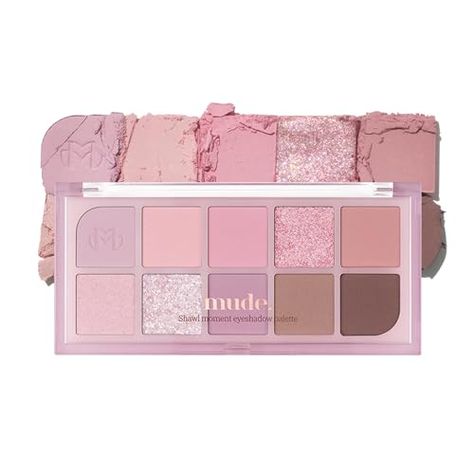 mude Shawl Moment Eyeshadow Palette Matte Shimmering Glitter Layering 10 Shades Highly Pigmented Blendable Color with Soft Texture Korean Makeup Eye Palette K-beauty Korean Eyeshadow Palette, Korean Eyeshadow, Japanese Makeup, Makeup Box, Daily Makeup, Makeup Items, Eye Palette, K Beauty, Korean Makeup