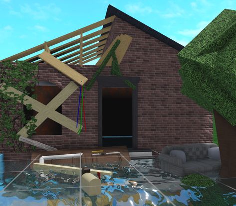 Bloxburg Abandoned City, Abandoned House Bloxburg, Bloxburg Asylum, Bloxburg Zombie Apocalypse, Roblox Studio Ideas, Bloxburg Apocalypse, Bloxburg Abandoned, Roblox Studio Builds, Apocalypse House