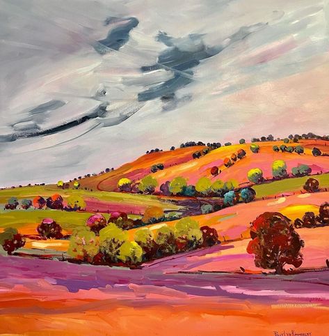 Polly Kimmorley (@pollykimmart) posted on Instagram: ““🛑SOLD Summer’s Here” 1mx1m. DM for details. #art #australianartist #australia #australianlandscape #summer #country #australiancountry…” • Feb 2, 2021 at 8:22am UTC Australian Landscape Art, Australian Landscape Painting, Australian Landscape, Female Art Painting, Landscape Art Painting, Nature Art Painting, Abstract Art Landscape, Pastel Art, Art Plastique