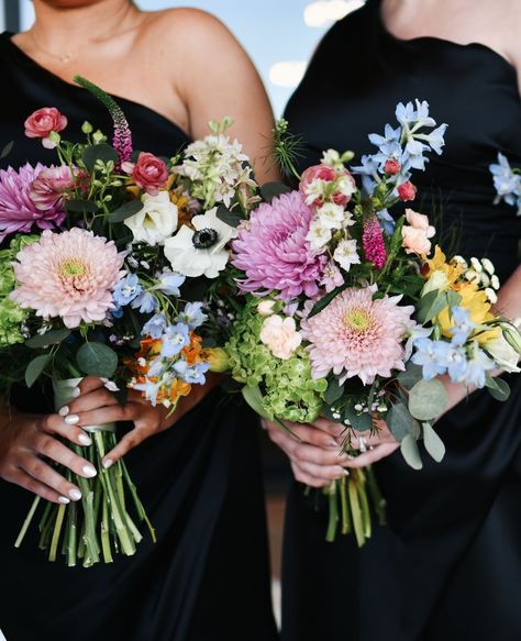 #SouthernBride #Bridesmaids #WeddingFlowers #WeddingBouquet #BridesmaidsBouquets #BridesmaidDresses Black Bridesmaid Dresses Flowers, Black Bridesmaid Dresses Bright Flowers, Black Bridesmaid Dresses Colored Flowers, Black Bridesmaid Dress, Fern Wedding, Black Bridesmaid, Black Bridesmaids, Southern Bride, Dresses Aesthetic