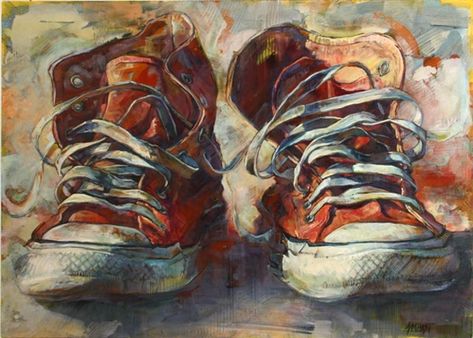 Gordon Smedt - Red chucks, 2003, oil on canvas Gordon Smedt, Shoe Study, Red Chucks, Ap Studio Art, Sneaker Art, Still Life Drawing, Gcse Art, A Level Art, Ap Art