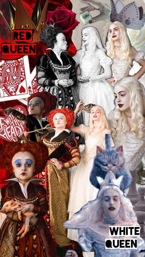 Heart and White queen || #aliceinwonderland #timburton #aliceinwonderlandaesthetic #heartqueen #whitequeen White Queen And Queen Of Hearts, Tim Burton Queen Of Hearts, Alice In Wonderland Aesthetic, White Queen, Red Queen, Queen Of Hearts, Tim Burton, Halloween Outfits, Face Painting